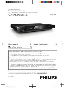 Mode d’emploi Philips DVP3602 Lecteur DVD