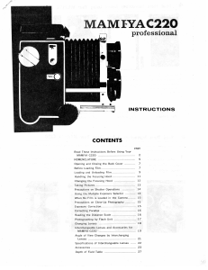 Manual Mamiya C220 Professional Camera