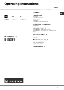 Manual de uso Ariston PK 750 RL GH AG Placa