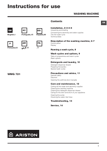 Manual de uso Ariston WMG 721S EX Lavadora