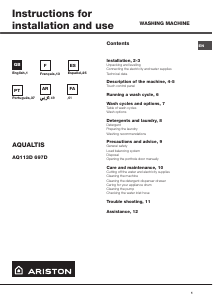 Manual de uso Ariston AQ113D 697D EX Aqualtis Lavadora