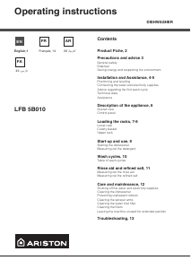 Mode d’emploi Ariston LFB 5B010 X EX Lave-vaisselle