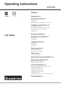 Manual Ariston LFK 7M010 GBX EX Dishwasher