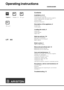 Manual Ariston LFF 825 X EX Dishwasher