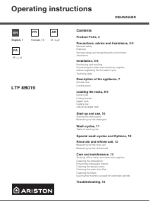 Mode d’emploi Ariston LTF 8B019 C EX Lave-vaisselle