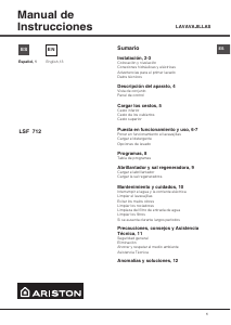 Manual de uso Ariston LSF 712 AG Lavavajillas