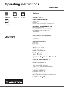 Manual Ariston LFK 7M019 EX Dishwasher