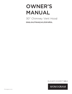 Manual Monogram ZV830SM2SS Cooker Hood