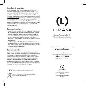 Mode d’emploi Luzaka MYLENE Montre