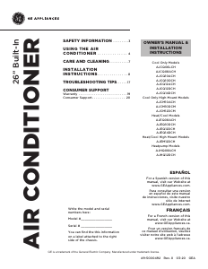 Manual GE AJCM08ACHK1 Air Conditioner