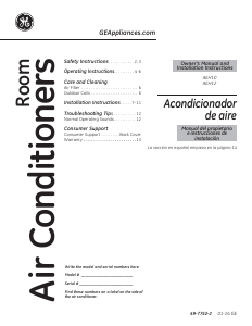 Manual GE AEH12AVH2 Air Conditioner