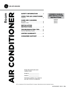 Manual de uso GE AEW08LYL1 Aire acondicionado