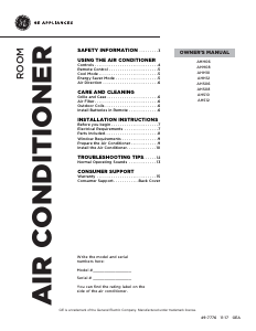 Manual GE AHH10AWQ1 Air Conditioner