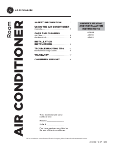 Manual de uso GE AEW10ATL1 Aire acondicionado