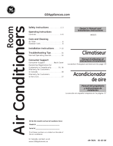 Mode d’emploi GE AEE23DNL1 Climatiseur