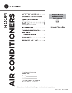 Manual GE AEC12AWH1 Air Conditioner