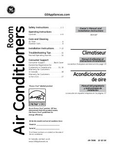 Mode d’emploi GE AEH18DPQ1 Climatiseur