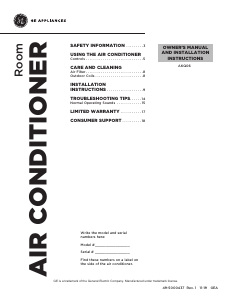 Manual de uso GE AKQ06LZQ1 Aire acondicionado