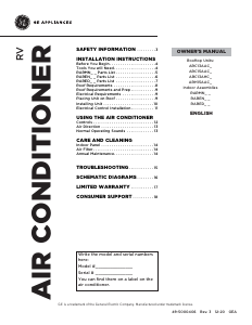 Mode d’emploi GE ARC13AACWK1 Climatiseur