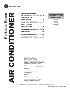 Manual GE APCA12XYLWT1 Air Conditioner