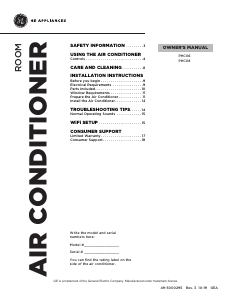 Manual de uso GE PHC06LYQ1 Aire acondicionado