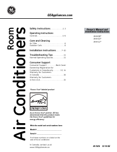 Handleiding GE AHH08LPW1 Airconditioner