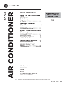 Manual de uso GE AHS14AXL1 Aire acondicionado