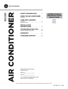 Manual de uso GE AEW18DYL1 Aire acondicionado