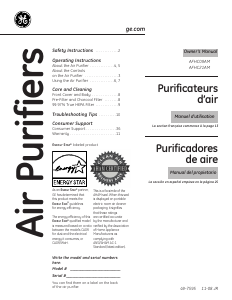 Mode d’emploi GE AFHC08AM01 Purificateur d'air