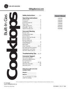 Mode d’emploi GE JGP333DET1WW Table de cuisson