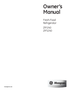 Manual Monogram ZIFS240PBSSW Refrigerator