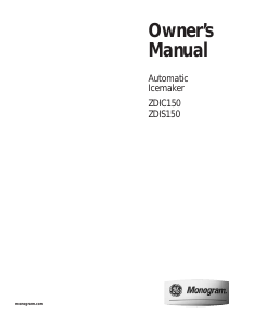 Manual Monogram ZDIS150WSSI Ice Cube Maker