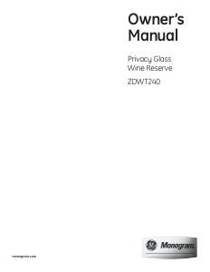 Manual Monogram ZDWT240PCBSW Wine Cabinet