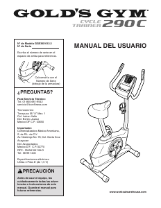 Manual de uso Golds Gym 290C Bicicleta estática