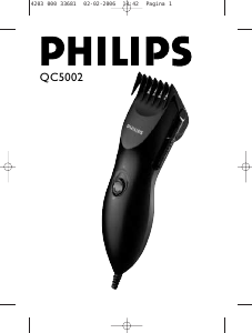 Manual Philips QC5002 Aparador de cabelo