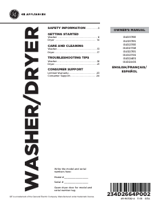 Handleiding GE GUD27GSPM1DG Was-droog combinatie