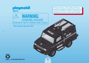 Manual de uso Playmobil set 5974 Police Furgón unidad táctica de policía