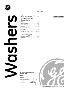 Manual de uso GE WHDSR209D1WW Lavadora