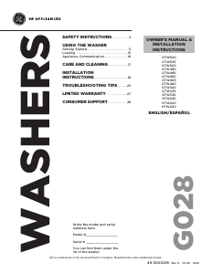 Manual de uso GE GTW490ACJ4WW Lavadora