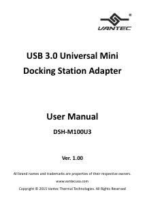 Manual Vantec DSH-M100U3 HDMI Adapter