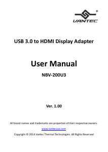 Handleiding Vantec NBV-200U3 HDMI adapter