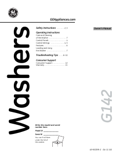 Manual de uso GE GTWP1000M2WW Lavadora