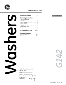 Manual de uso GE GTWP2005M2CC Lavadora