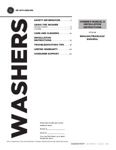 Manual de uso GE GFW148SSM0WW Lavadora