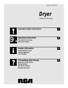 Handleiding RCA BWXR473GT5AA Wasdroger