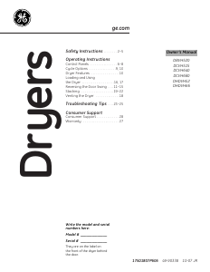 Handleiding GE DCVH515EF2WW Wasdroger