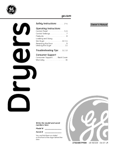 Manual de uso GE DLSR483EE0CC Secadora