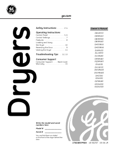 Handleiding GE DBSR453EB2WW Wasdroger