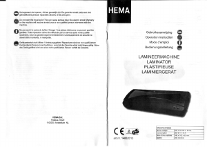 Handleiding Hema 14882015 Lamineermachine