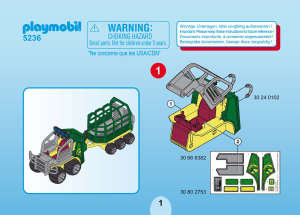 Manual Playmobil set 5236 Adventure Transport vehicle with baby t-rex